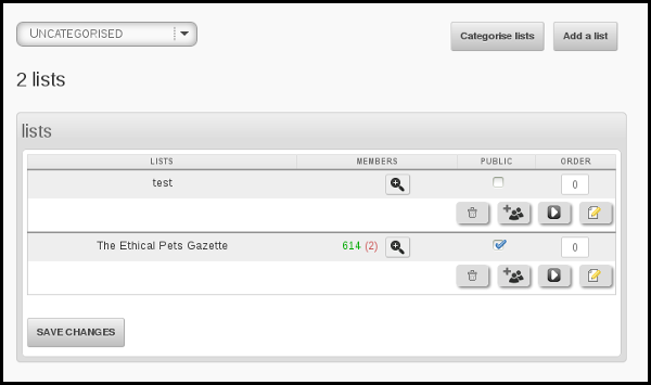 phpList sucsessful creation of new list