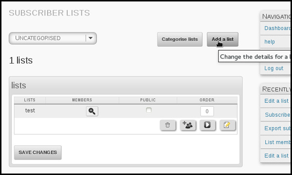 phpList how to add a list