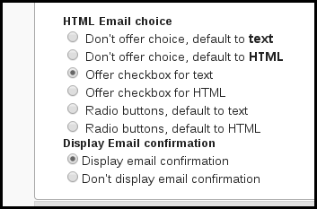 text v html emails on subscribe pages in phpList