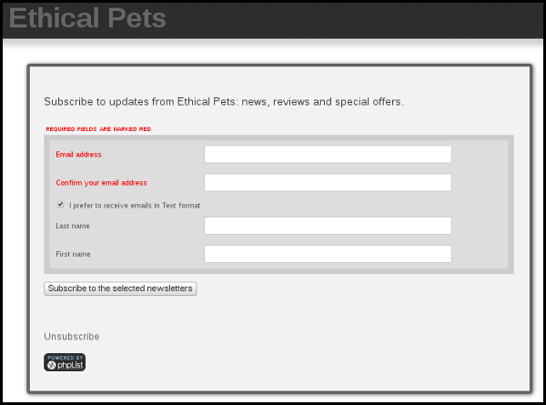 a simple subscribe page in phpList