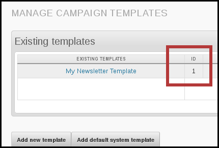 template ID phpList