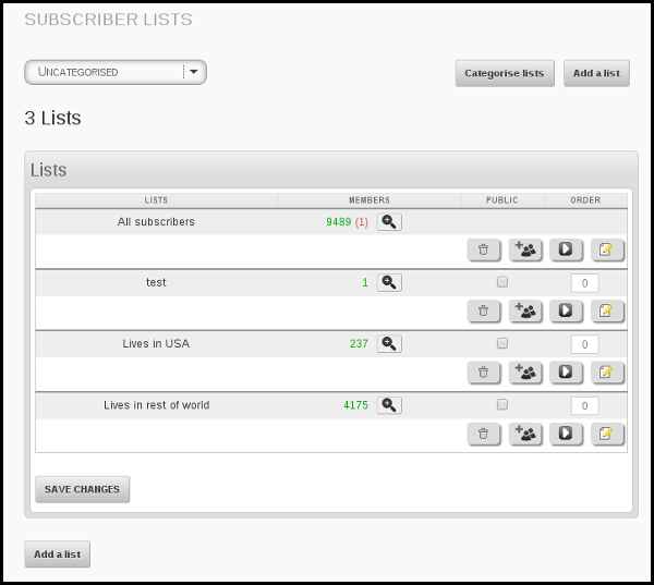 many lists phpList