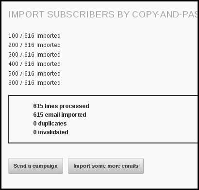 Emails imported into phpList by copy and paste