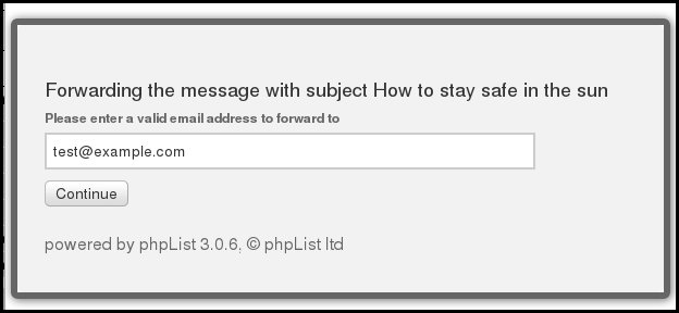 forward to freind system, phplist. enter an email