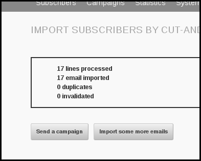 results of import phpList