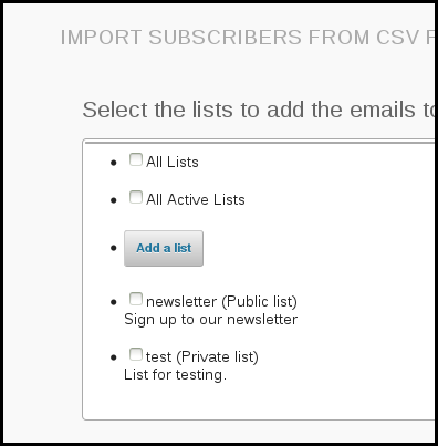 import csv page phpList