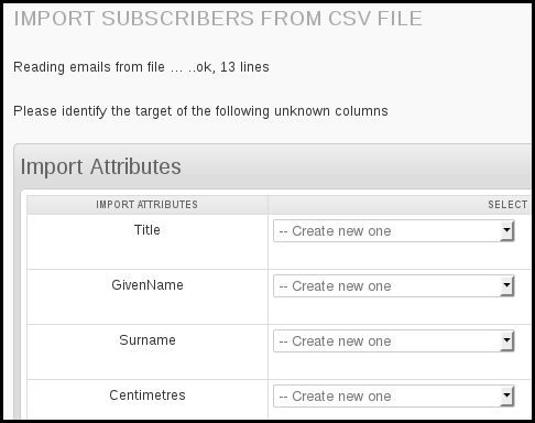 import attributes phpList