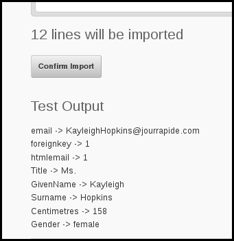 test data import phpList