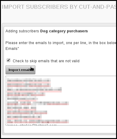 import emails to segmented list