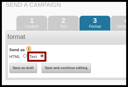 text only email radio button