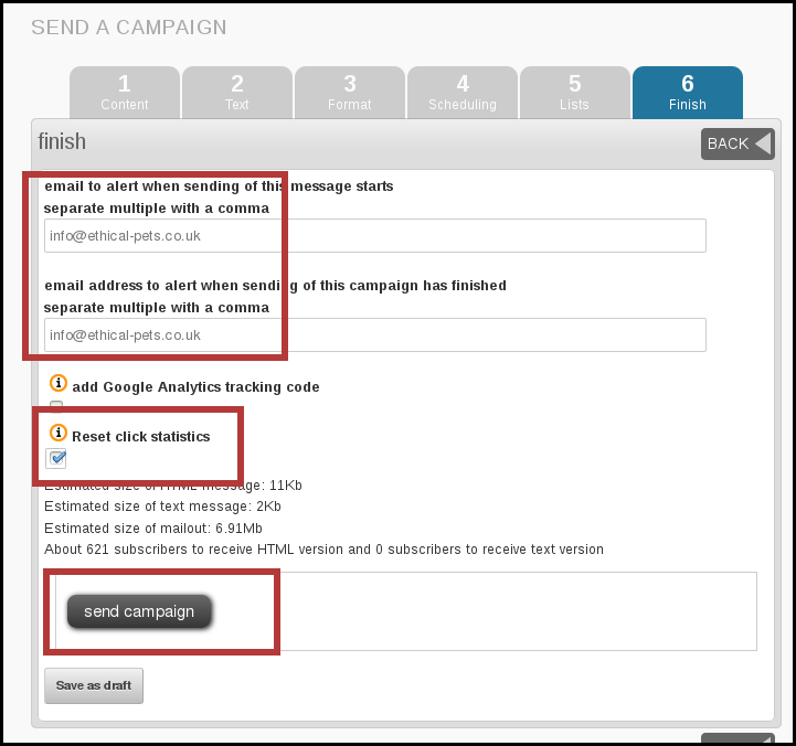sending tab of campaign workflow in phpList