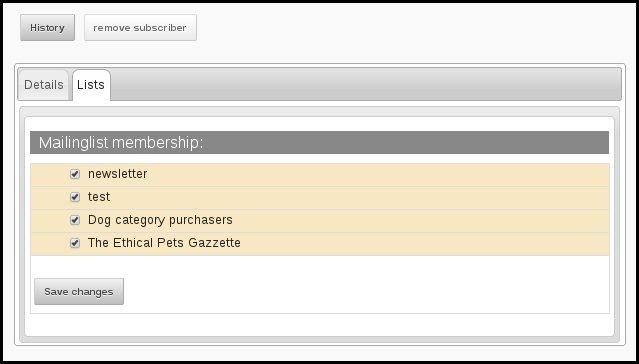 phpList subscriber profile lists membership